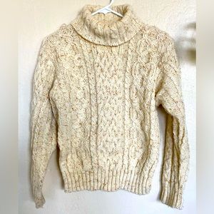 Vintage Liz Sport Wool Blend Cable Knit Turtleneck Sweater (Size Small/ Petite)